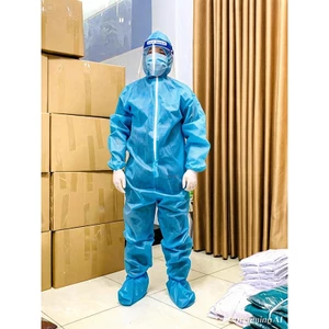 SET 4 MÓN - Bộ Quần Áo Phòng Dịch Dùng 1 Lần (Nón,Áo, Quần, Vớ), Bộ Quần Áo Bảo Hộ Y Tế Chống Dịch Màu Xanh Cấp Độ 1-2