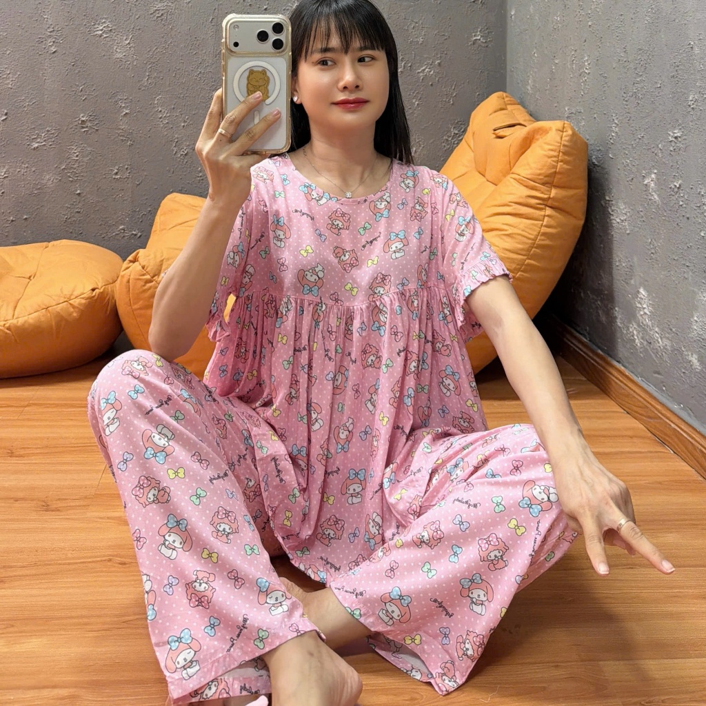(43-90kg) Tole babydoll FORM RỘNG tay bèo, hàng may kỹ, 43-90kg - Nocnhamacdobo
