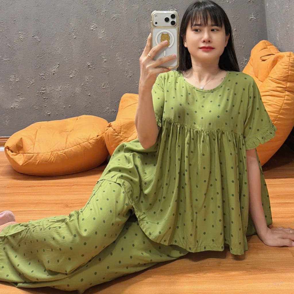 (43-90kg) Tole babydoll FORM RỘNG tay bèo, hàng may kỹ, 43-90kg - Nocnhamacdobo