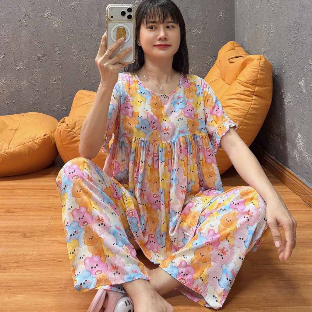 (43-90kg) Tole babydoll FORM RỘNG tay bèo, hàng may kỹ, 43-90kg - Nocnhamacdobo