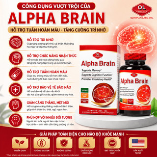 Viên uống bổ não Alpha Brain Olympian Labs hỗ trợ trí nhớ, giúp giảm mệt mỏi và mất ngủ hộp 60 viên
