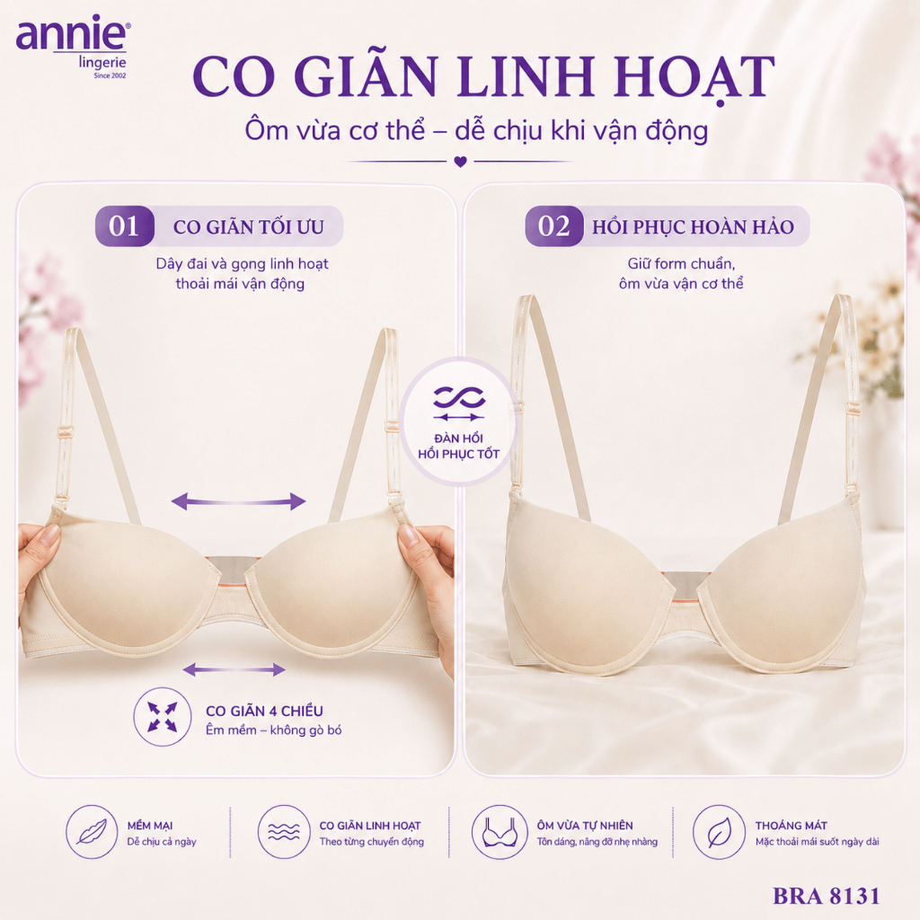 Áo Ngực Cao Cấp Mút Vừa annie Bra 8131 Tạo Rãnh, Nâng Ngực Vừa, Xẻ V Sâu Gợi Cảm,Quyến Rũ, Dễ Mặc