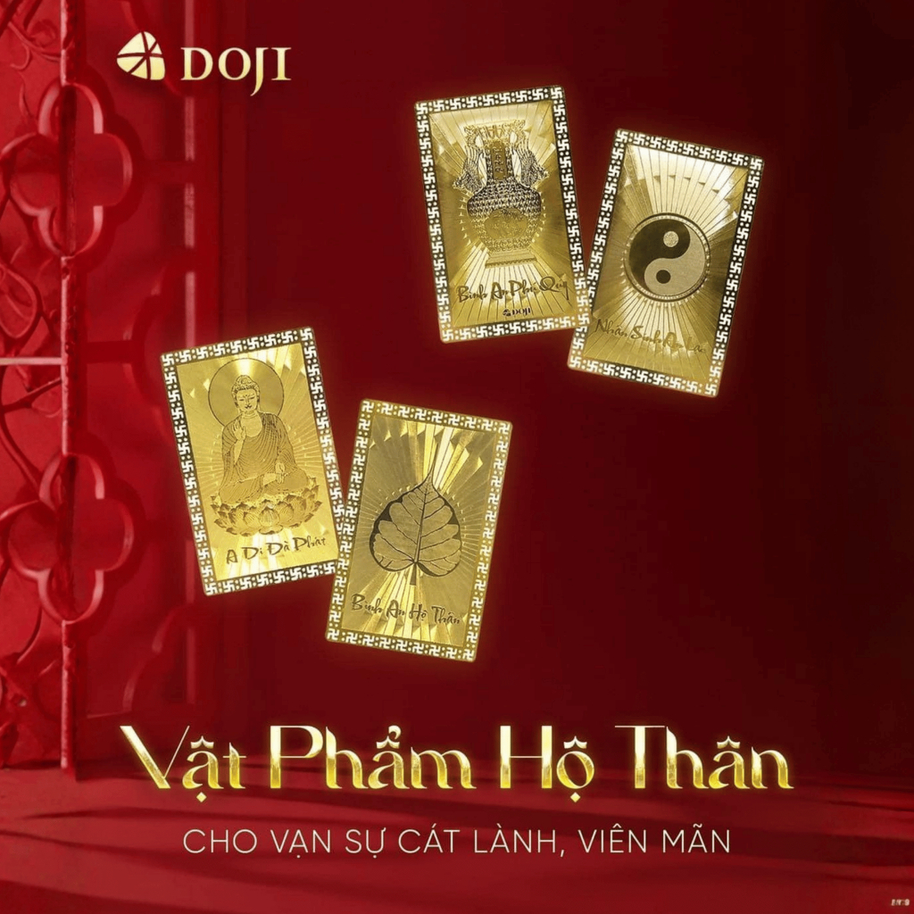 Combo Lá Bồ Đề Thẻ Bình An Phong Thủy Mạ Vàng DOJI Cao Cấp May Mắn Phù Hợp Làm Quà Tặng, Trang Trí