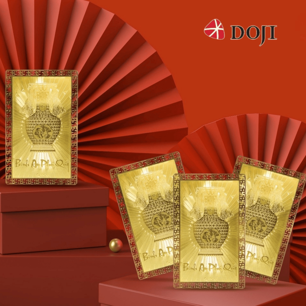 Combo 2 Thẻ Bình An Phú Quý Tài Lộc Và Hộ Thân May Mắn "A Di Đà Phật" DOJI Quà Tặng Kim Bảo Phúc Phong Thủy