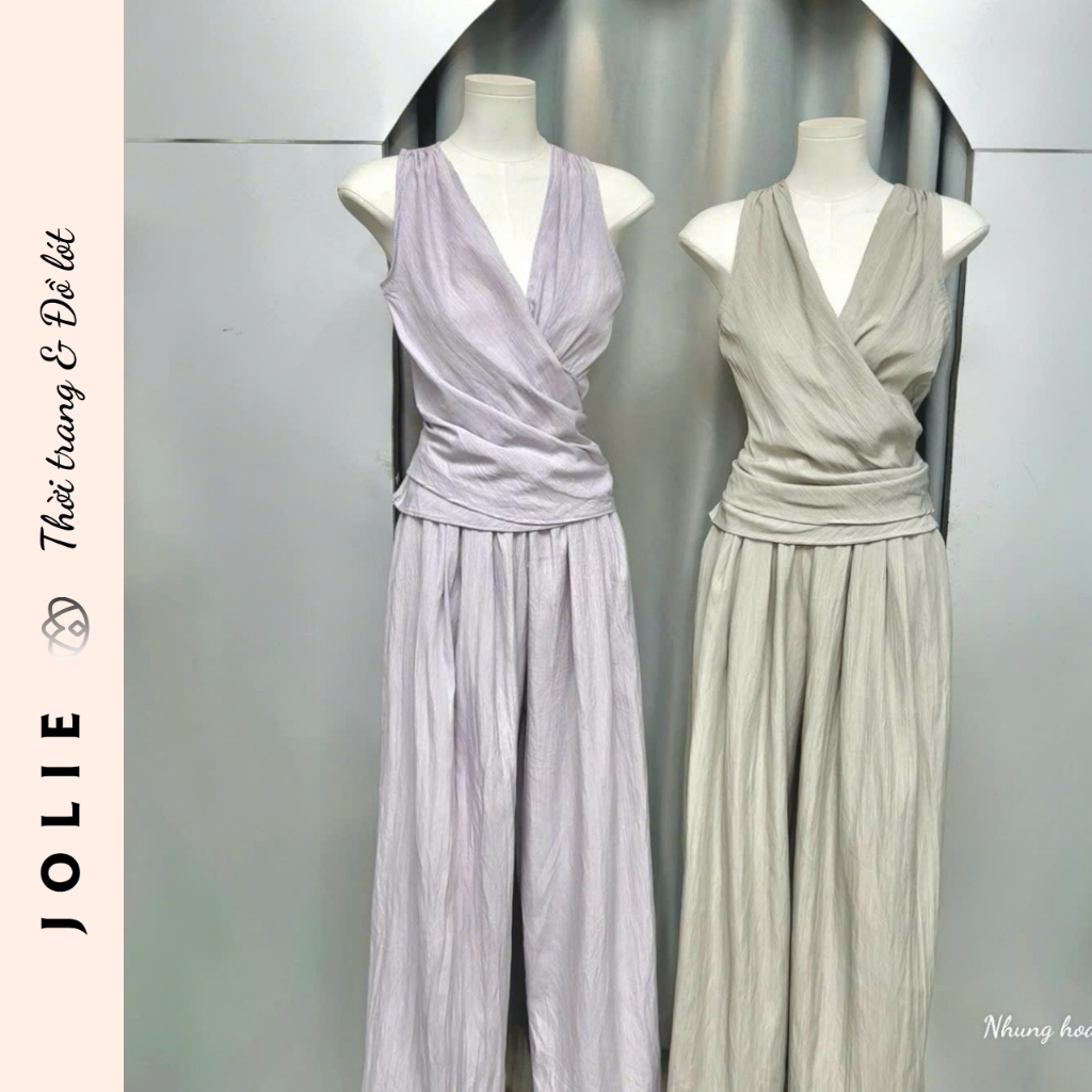 Set Đồ Lụa Cổ Yếm Vắt Chéo Dáng Dài Sang Chảnh JOLIE