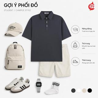 Áo Polo Nam Nữ FOXNINE Vải Tổ Ong Cổ Bẻ Tay Lỡ Dáng Rộng Thoáng Mát Oversized Waffle Polo