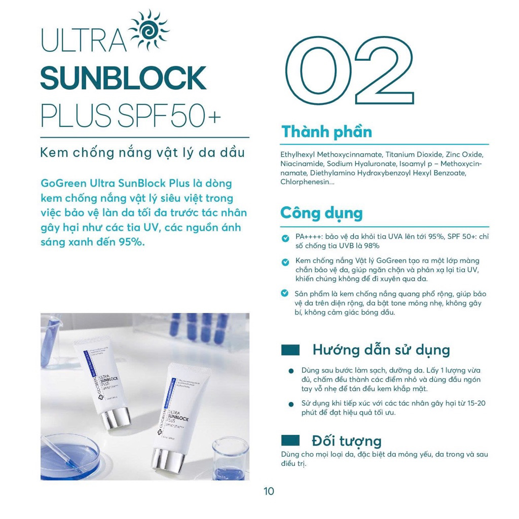 Kem chống nắng vật lý da dầu SPF50+ GoGreen