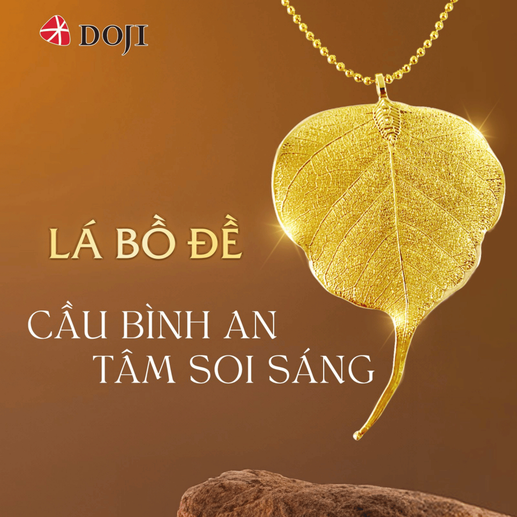 Combo Lá Bồ Đề Thẻ Bình An Phong Thủy Mạ Vàng DOJI Cao Cấp May Mắn Phù Hợp Làm Quà Tặng, Trang Trí