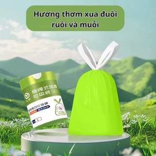 combo 3 cuộn túi đựng rác hương ngải cứu có dây rút, túi đựng rác chống côn trùng
