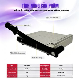 QUAFF Máy cắt giấy  (gỗ/kim loại) – A3 A4 – Ảnh, bìa, DIY, văn phòng – Cao cấp