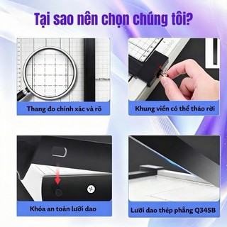 QUAFF Máy cắt giấy  (gỗ/kim loại) – A3 A4 – Ảnh, bìa, DIY, văn phòng – Cao cấp
