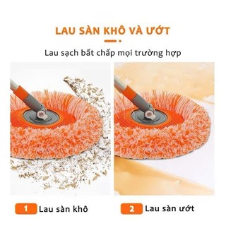 Cây Lau Nhà Thông Minh Xoay 180 Độ Đa Năng | Chổi Lau Sàn Lau Trần Nhà Microfiber Cán Dài 1m5
