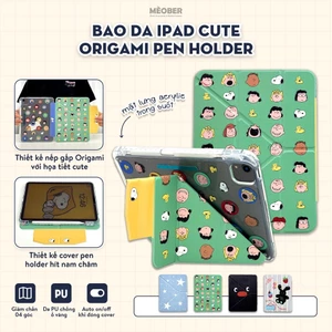 Bao da iPad Cute Origami Pen Holder gấp xếp xoay 360 by MèoBer