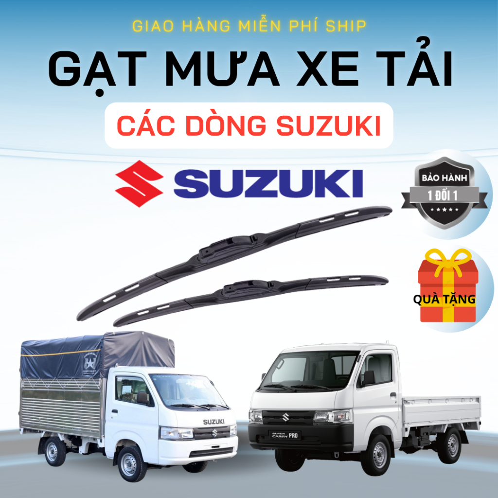 GAT MƯA XE TẢI SUZUKI CÁC DÒNG XE TẢI : BLIND VAN, CARY TRUCK, CARRY PRO, LƯỠI SILICON NANO GẠT SẠCH ÊM 3K.
