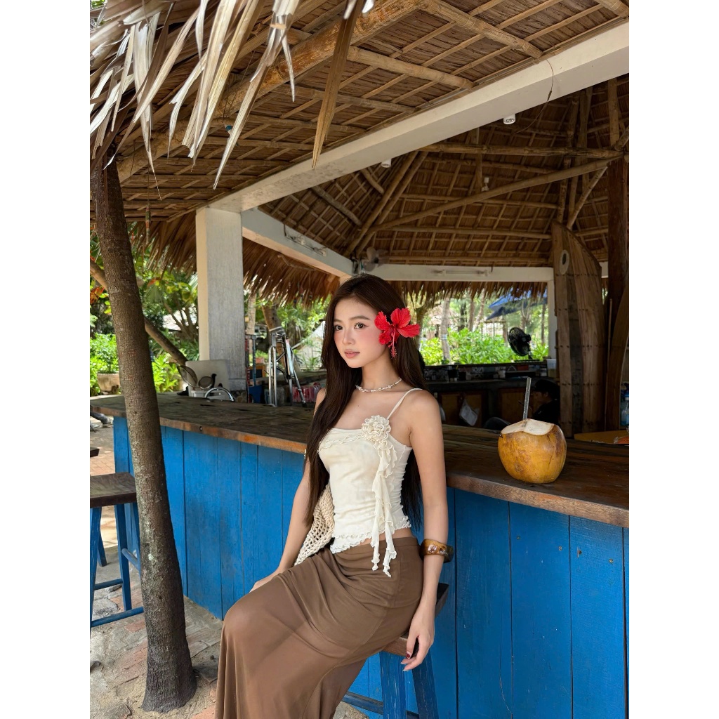 Chân Váy Nữ GRILVY SKIRT Form Dài Chất Thun Lưới Đi Biển SECODEE