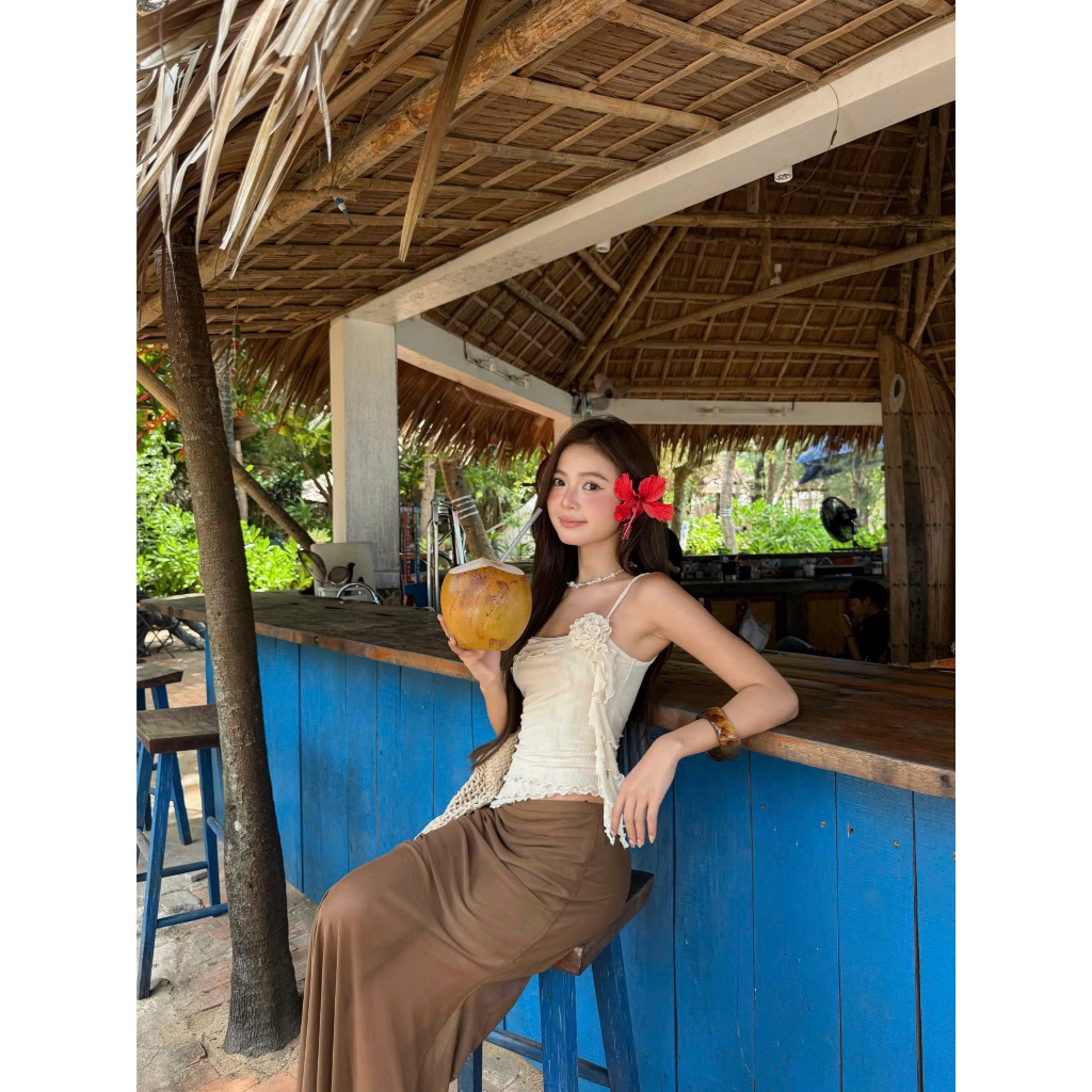 Chân Váy Nữ GRILVY SKIRT Form Dài Chất Thun Lưới Đi Biển SECODEE