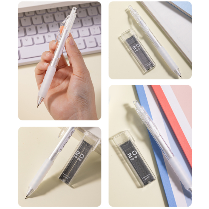 Bút Chì Kim Deli 0.5/0.7mm Bấm – Thân Mềm Chống Trượt Êm Tay, Không Gãy Ruột