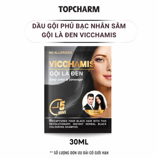 Dầu gội phủ bạc dầu gội đen tóc VICCHAMIS gói 30ml giảm rụng tóc - TOPCHARM