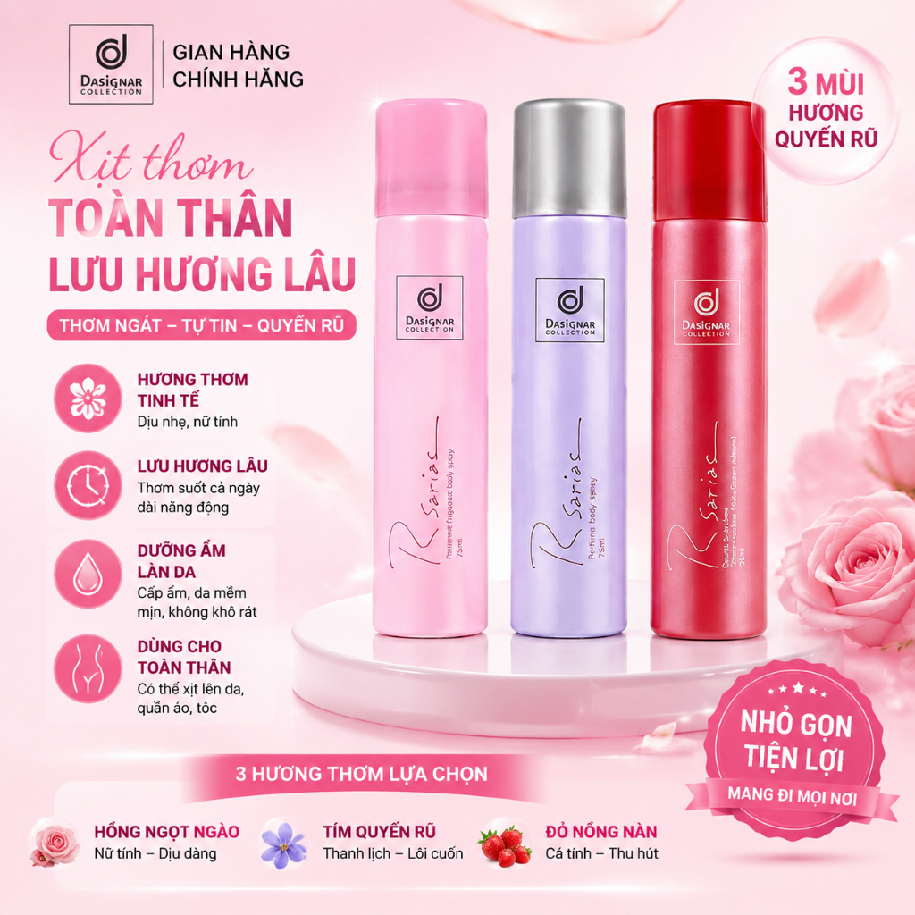 【999+ Đã Bán】Xịt Khử Mùi  Rsaria 75ml Chính Hãng Thái Lan - Ngăn Mồ Hôi 48H, Thơm Lâu, Nam Nữ