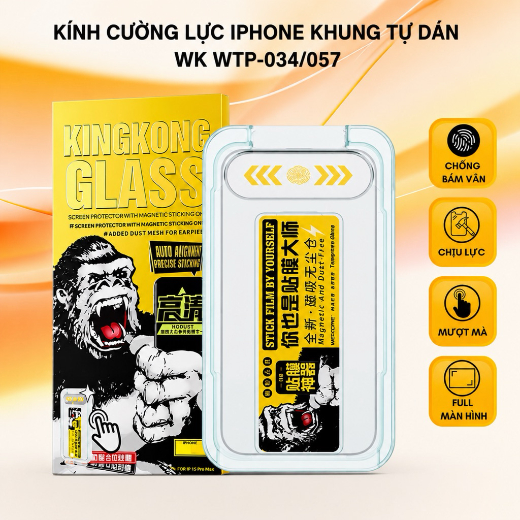 Kính Cường Lực kèm khung tự dán chống bụi màng loa cho IP X/Xs/XsMax/11/12/13/14/15/16/17/pro/plus/promax/air WTP