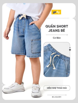 Quần Short Jeans Kid YODY Cạp chun co giãn TRA BCJS26S001