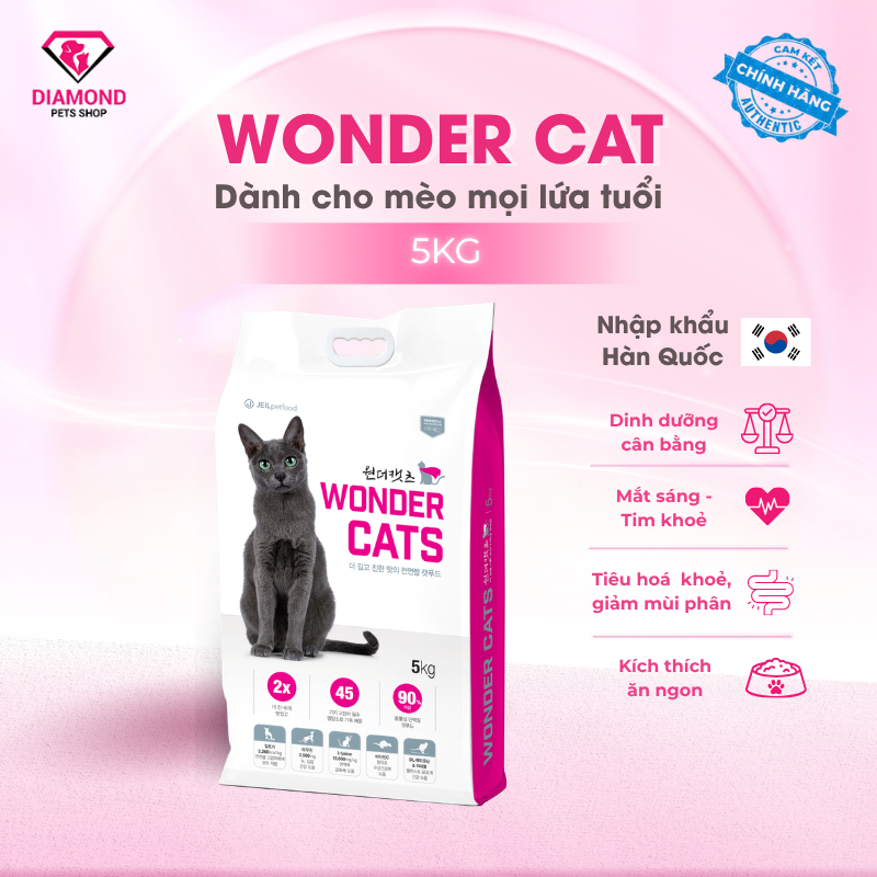 (Đặt Qua Live/ Video) (5kg) Thức Ăn Hạt Wonder Cats Thơm Ngon, Nhiều Dinh Dưỡng Cho Mèo Mọi Lứa Tuổi
