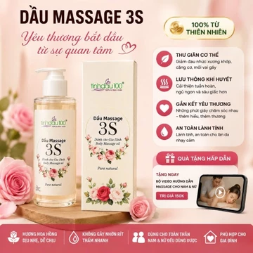 Dầu massage 3S, massage Yoni cho Nữ, massage Nuru cho Nam mùi thơm hoa hồng 80ml Tinh Dầu 100 (Tặng bộ video HD massage)