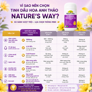 Tinh dầu hoa anh thảo Nature's Way Evening Primrose Oil 1000mg cân bằng nội tiết tố 60 viên