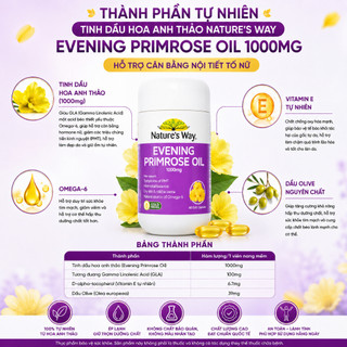 Tinh dầu hoa anh thảo Nature's Way Evening Primrose Oil 1000mg cân bằng nội tiết tố 60 viên