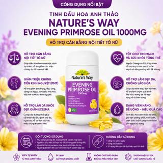 Tinh dầu hoa anh thảo Nature's Way Evening Primrose Oil 1000mg cân bằng nội tiết tố 60 viên