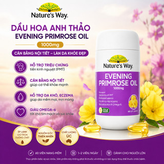 Tinh dầu hoa anh thảo Nature's Way Evening Primrose Oil 1000mg cân bằng nội tiết tố 60 viên