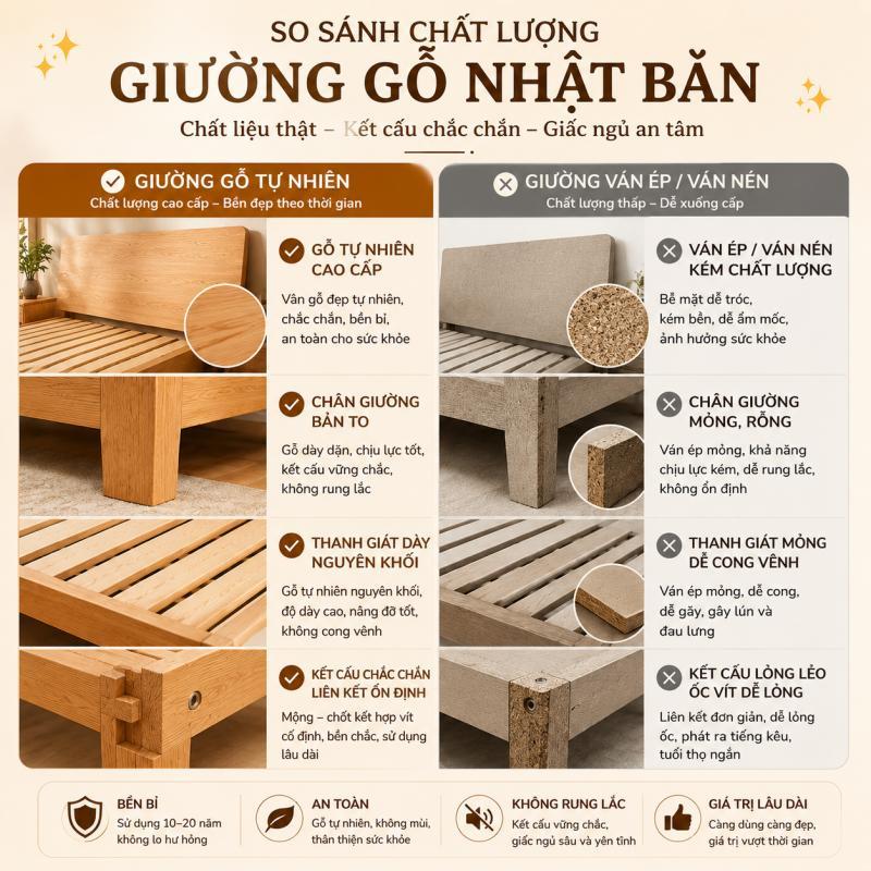 Giường Ngủ Gỗ Tre Tự Nhiên 1.2m/1.5m/1.8m Chống Ẩm Chống Mốc Chống Mối Không Formaldehyde Đầu