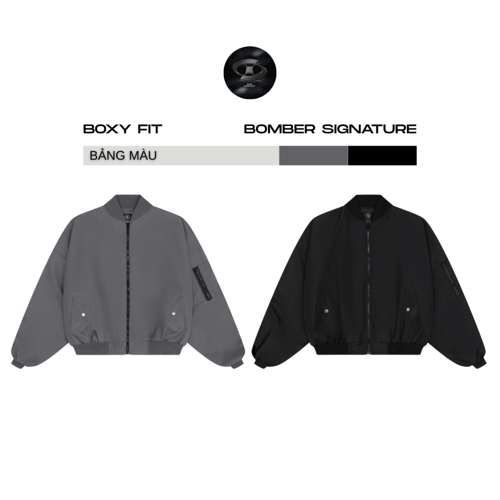 Bad Choices | Áo Bomber dù Zipper Jacket Signature tay nhún form Boxy