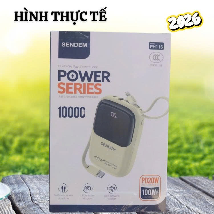 Bộ sạc dư phòng Power Series công suất 100w dung lượng 10.000mAh tích hợp 2 cổng sạc Type-C:Lightning