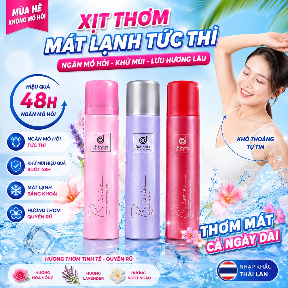 Xịt khử mùi và kiểm soát mồ hôi toàn thân dòng R của Thái Lan – Thiết kế nhỏ gọn, tiện lợi, phù hợp cho cả nam và nữ