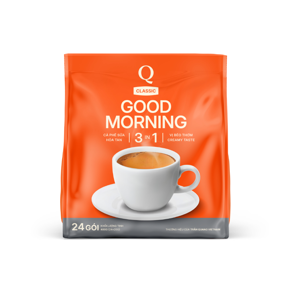 Cà Phê Sữa Hòa Tan Trần Quang Q Classic Ngon / Good Morning (Bịch 24 Ống x 20g)