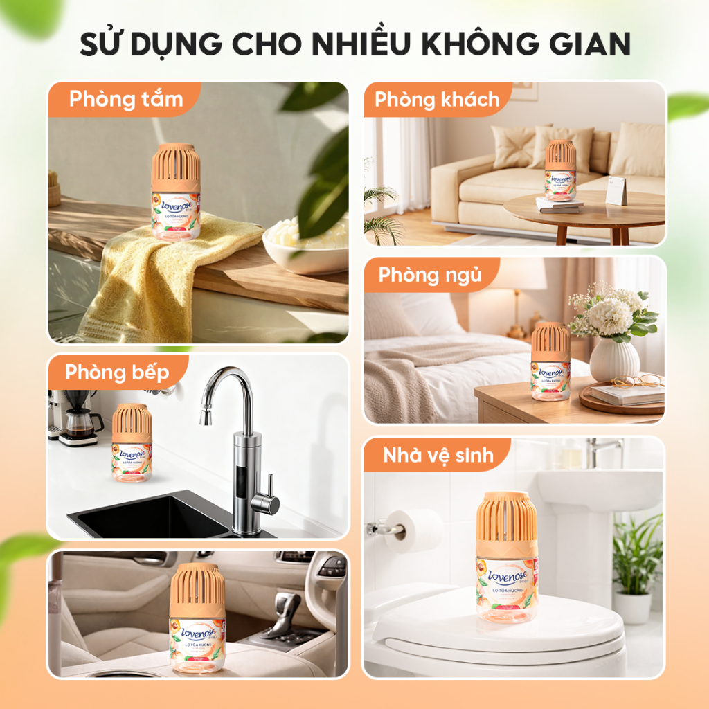 [TẶNG 6 TÚI THƠM] Combo 03 Lọ Tỏa Hương Lovenose thơm phòng tự nhiên, khử mùi hôi phòng - 180ml/lọ
