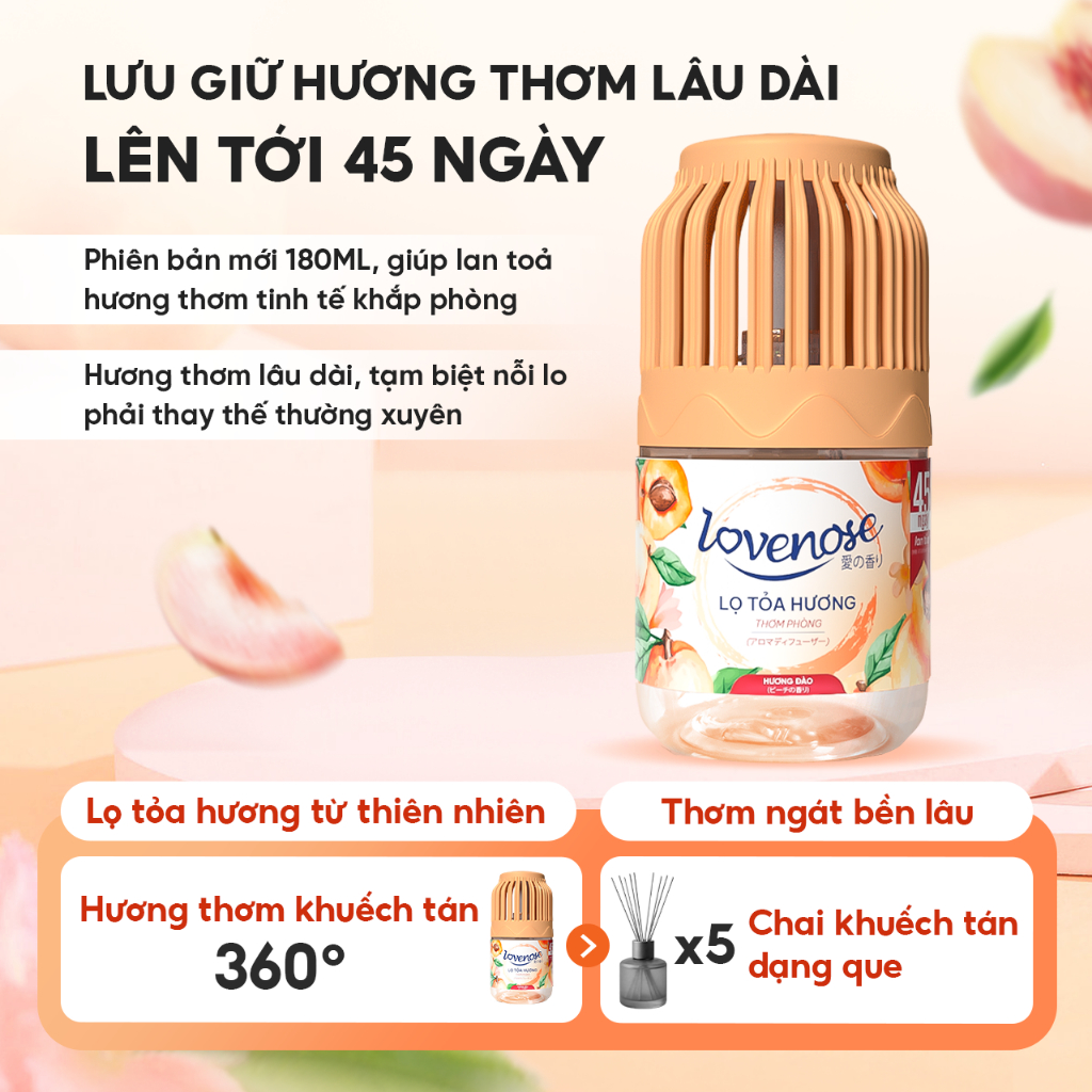 [TẶNG 6 TÚI THƠM] Combo 03 Lọ Tỏa Hương Lovenose thơm phòng tự nhiên, khử mùi hôi phòng - 180ml/lọ