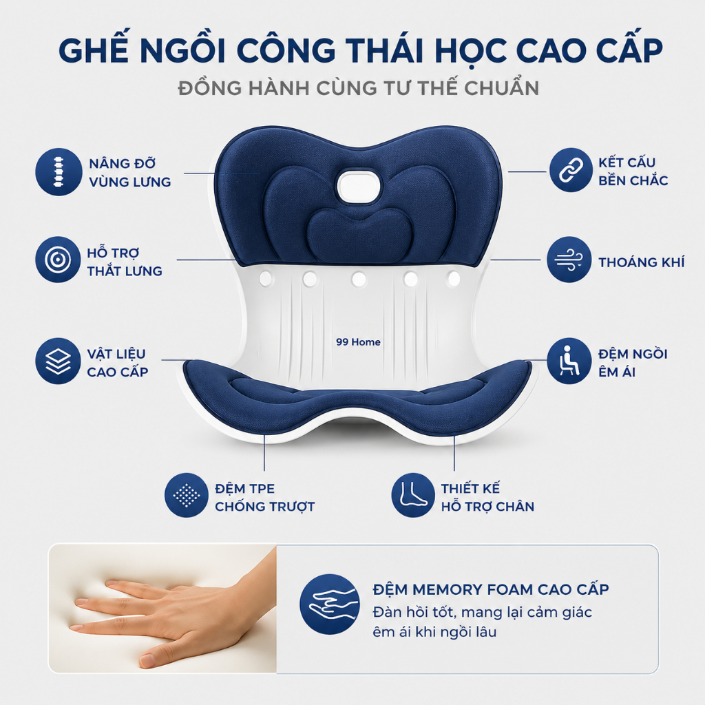 Ghế SuperFit 99 Home giảm đau mỏi lưng chỉnh dáng ngồi đúng