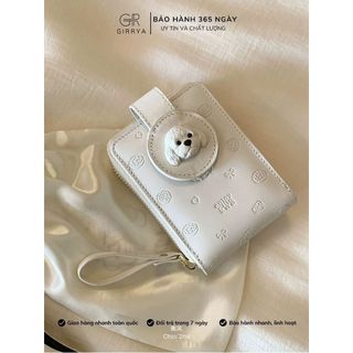 "Fullbox" Ví Gấp Mini Chio'2nd Đính Cún Bread Puppy - Ví Nữ Khóa Kéo Nhỏ Gọn Phong Cách Hàn Quốc
