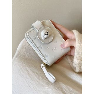 "Fullbox" Ví Gấp Mini Chio'2nd Đính Cún Bread Puppy - Ví Nữ Khóa Kéo Nhỏ Gọn Phong Cách Hàn Quốc