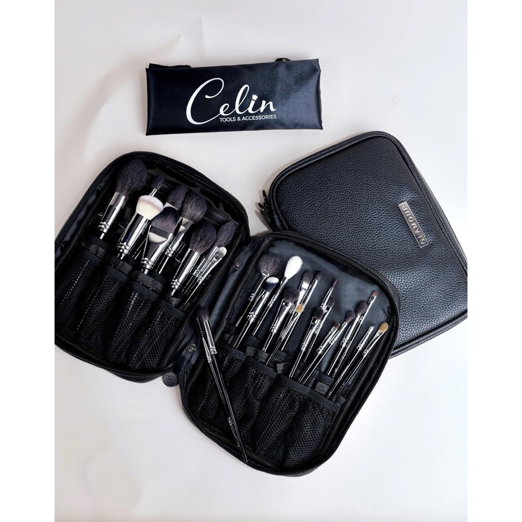 [Fullset] Bộ Cọ Trang Điểm Chuyên Nghiệp Celin Glamour 35 Cây (28+7) - Cọ Makeup Cao Cấp Kèm Túi Da Sang Trọng