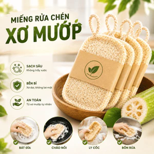 Combo 5 Miếng Rửa Chén Xơ Mướp Đa Năng, Sạch Dầu Mỡ, Chống Trầy Xước, Mềm Mại An Toàn Cho Da Tay