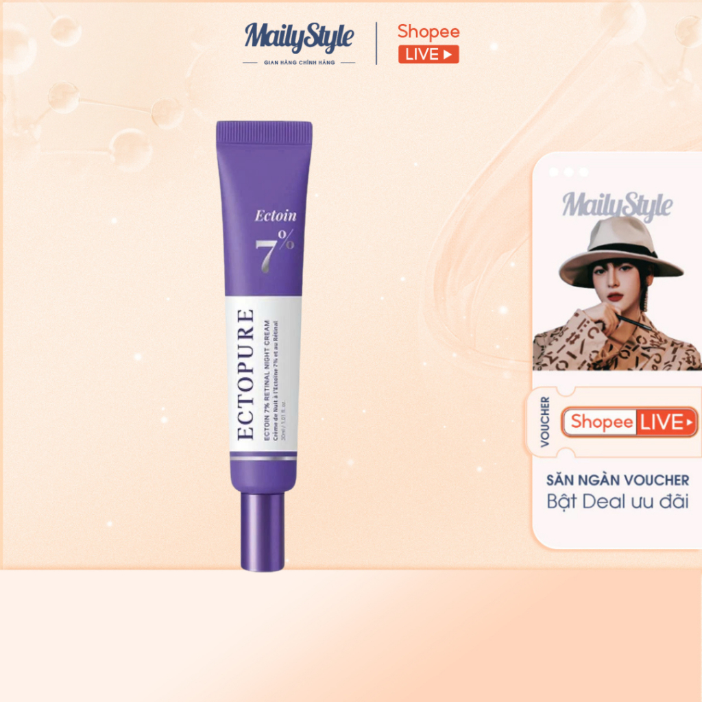 C780_ Combo (01 Tuýp) T60 Kem Đêm Ectopure Ectoin 7% Retinal Night Cream 30ml + (01 hộp) A226 Omega 3 rTG 1400 USA nz Or
