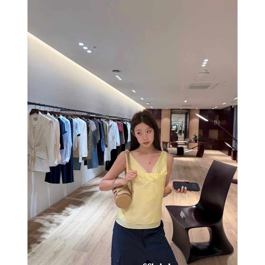 𝗥𝗶𝗼 𝗟𝗶𝗻𝗲𝗻- Áo Linen xoắn ngực 2 dây bản to