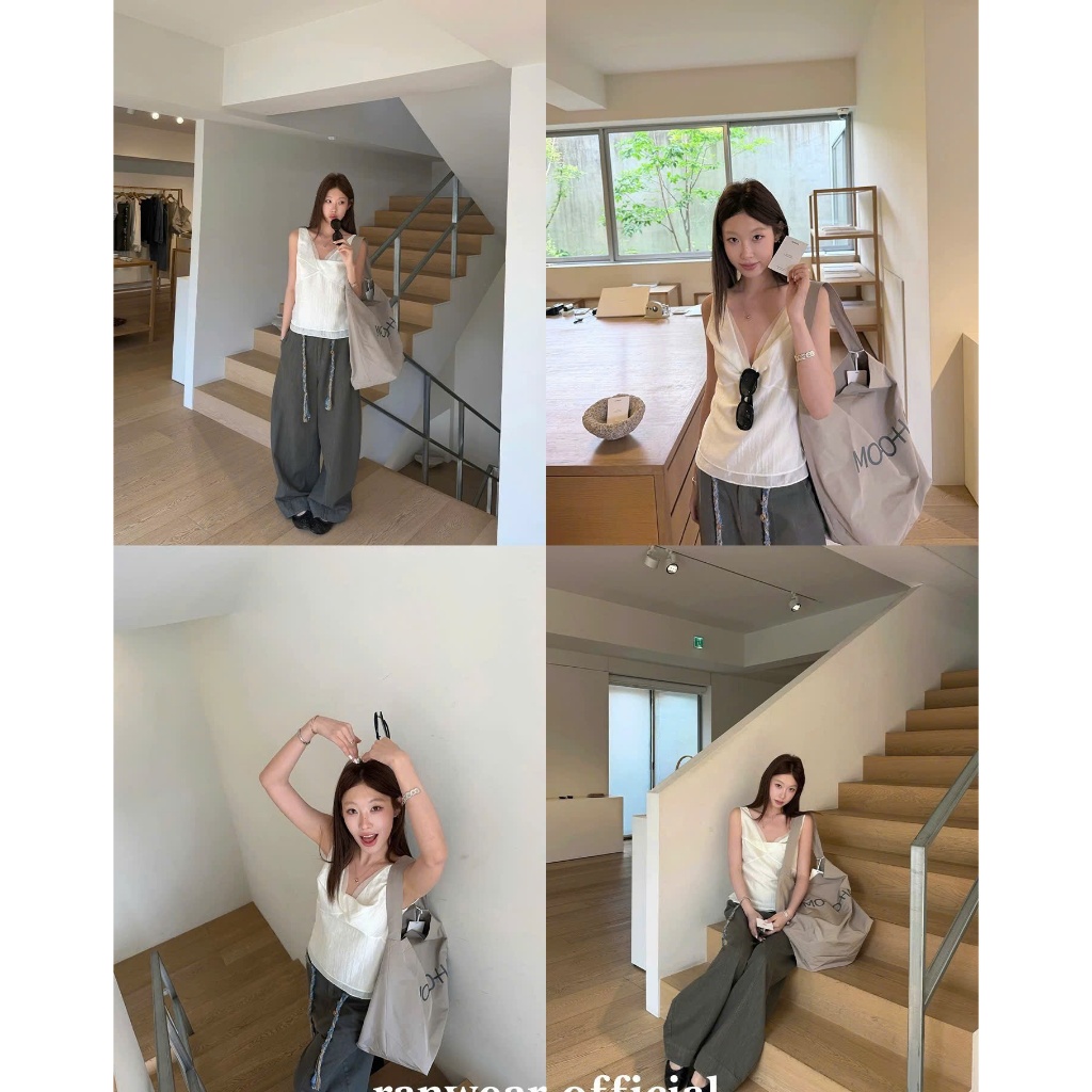 𝗥𝗶𝗼 𝗟𝗶𝗻𝗲𝗻- Áo Linen xoắn ngực 2 dây bản to