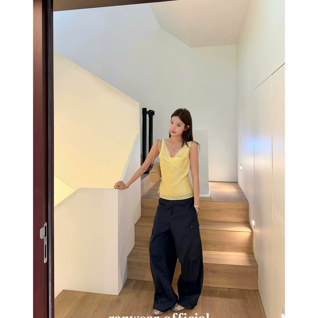 𝗥𝗶𝗼 𝗟𝗶𝗻𝗲𝗻- Áo Linen xoắn ngực 2 dây bản to