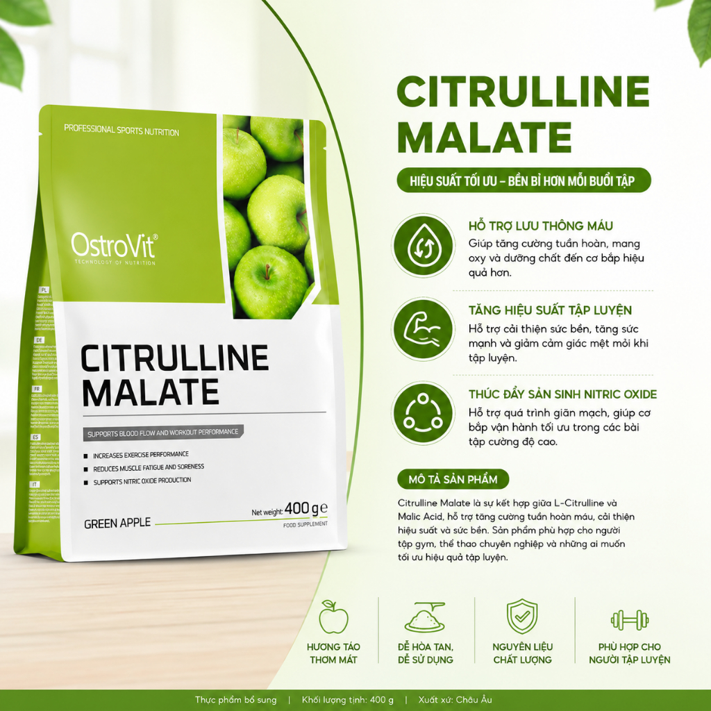 OSTROVIT CITRULLINE -  PUMP CƠ TRONG TẬP LUYỆN (400 GRAMS)