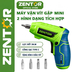 Máy bắt vít cầm tay Zentor-Máy tua vít-Bộ vặn tháo vít-Máy bắn vít pin sạc mini đa năng 2 chiều gập duỗi