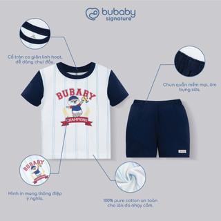 6m-4y| Bubaby Bộ ngắn tay cổ trong Sporty SCT1304SP cao cấp cho bé chất liệu mềm mại thoáng mát an toàn cho da